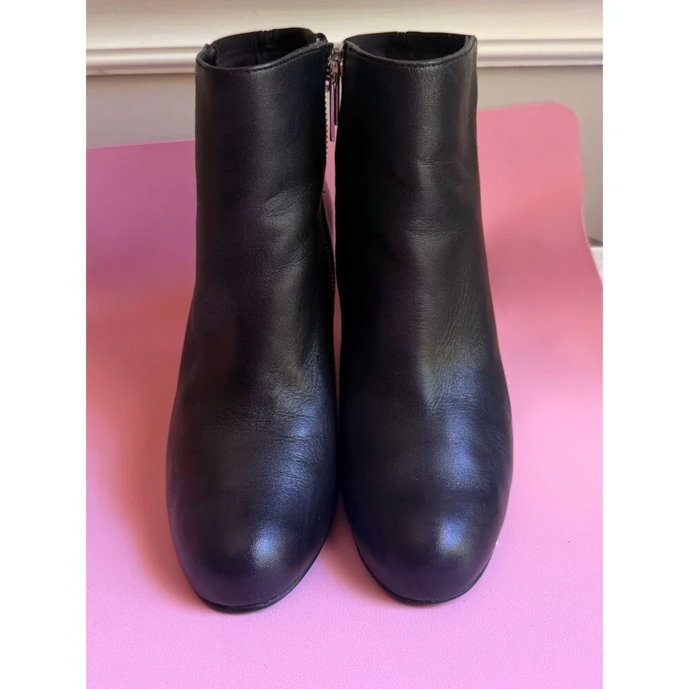 MICHAEL Michael Kors Black Leather Ankle Booties with Side Zip